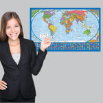 2 Pack - Laminated World Map Poster & USA Map Set - Equal Earth World Map Design Shows Continents at True Relative Size - US Map 18? X 29?