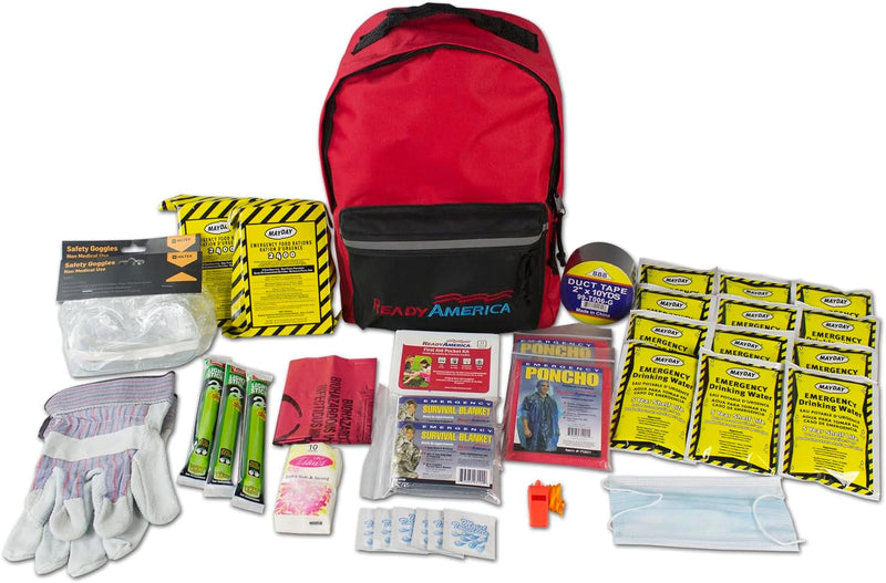 Tornado Emergency Kit 2-Person, 3-Day Backpack, Includes Emergency Food, Water, First Aid Kit, Survival Blanket, Safety Goggles, Portable Disaster Preparedness Go-Bag