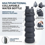 Collapsible Water Bottles Travel Water Bottle Sports Portable Sport Water Bottle Reusable Water Bottles Comes with Mountaineering Buckle 500Ml Silicone Water-Proof Camping Water Bottle
