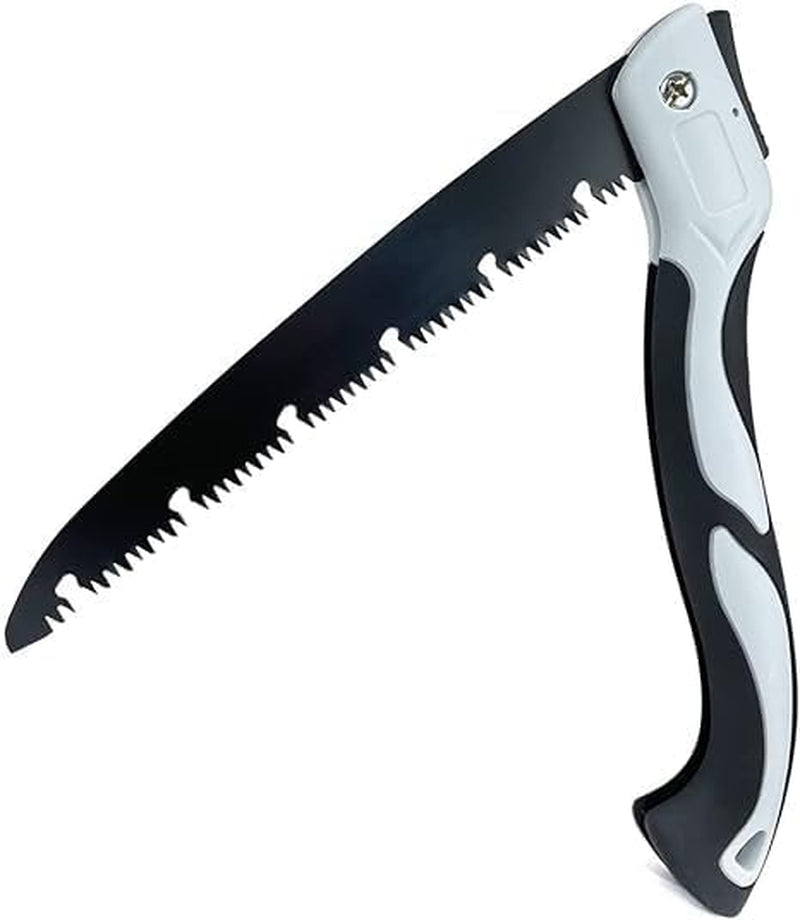Folding Saw, 9.8 Inch Carbon Steel Blade, Manual Pruning Saw for Camping, Gardening, Survival, 21 Inch Total Length