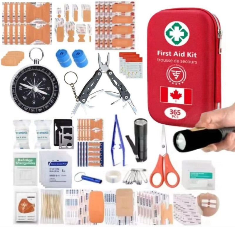 First Aid Kit & Survival Kit, 400 Pieces with Essential Supplies for Car, Camping, Home, Boat, Car, Sports, Emergency Kit, 2 in 1 First Aid by