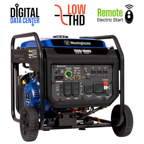10,000 Peak Watt Portable Inverter Generator, Gas Powered, Remote Start with CO Sensor