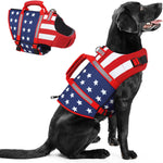 Dog Life Jacket for Large Dogs, Adjustable Dog Life Vest for Swimming & Boating, High Buoyancy Pet Lifesaver Preserver for Water Safety, Floating Vest for Large Breeds (Usaflag, XXL)