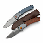 Damascus Steel Folding Knife ? Handmade EDC Pocket Knife with Wooden/G10 Handle for Camping & Outdoor