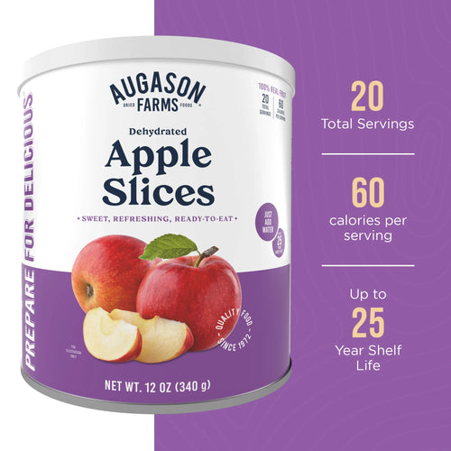 Dehydrated Apple Slices Can - Gluten Free Survival Food with Long Shelf Life - Dehydrated Emergency Food Supply for Camping, Prep & Everyday Meals - 20 Servings