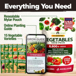 15 Variety Survival Seed Vault 8,800+ Heirloom Non-Gmo Vegetable Seeds for Planting, High Germination, Complete Garden Starter Kit, Prepper Survival Gear, Indoor Outdoor