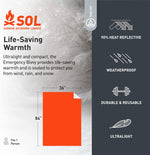 Survive Outdoors Longer 90% Emergency Bivvy - Comes with Survival Whistle & Tinder Paracord Drawstring - Add to Emergency Kit & Hiking Gear - Waterproof, Windproof & Tear-Resistant