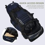 90L Hiking Backpack with Rain Cover, Waterproof Camping Backpack with Shoes Warehouse for Men Women, Frameless(Blue)