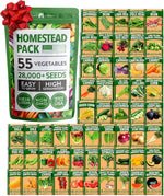 55 Variety Survival Seed Vault 28,000+ Heirloom Non-Gmo Vegetable Seeds for Planting, High Germination, Emergency Food Supply,Year-Round Garden Starter Kit,Gift for Gardeners