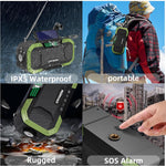 Hand Crank Solar Power Emergency Radio with Waterproof Bluetooth Speaker,Portable AM FM NOAA Weather Radio,5000Mah/18500Mwh Rechargeable, Phone Charger,Flashlight,Sos,Survival Storm Camping