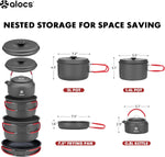 Camping Cookware Set Camping Gear, Compact Camping Pots and Pans Set, Durable Hard Alumina Camping Cooking Set for Outdoor Backpacking Camping Hiking Picnic, Included Mesh Carry Bag