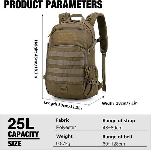 25L Tactical Backpack + Molle Tactical Utility Pouch