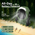 Portable Misting Fan for Outdoor Cooling, [24-90Hrs] Battery Powered Mist Fans with Water Misters & LED Lantern, 8-Inch, 250Ml Tank, for Patios, Home, Outside, Camping, Outdoor&Indoor Use