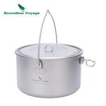 Titanium Pot Camping Cookware Hanging Soup Pot with Lid Outdoor Cooking Kit Lightweight Kitchen Ware Tableware