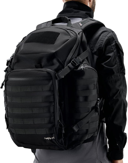 52L 1050D Airplane Approved Tactical Travel Backpack, Black | 17 Inch Gaming Laptop Compartment, Heavy Duty MOLLE 72 Hour Bug Out Bag, External Expandable Pocket