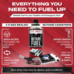 24X 8Oz Butane Fuel Canister - Butane Fuel for Camping Stove & Kitchen Torch - Gas Canister for Picnics, Outdoor Cooking, Grilling - Camping Stove, Torch Fuel Camping Essentials - 90340