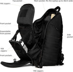 52L 1050D Airplane Approved Tactical Travel Backpack, Black | 17 Inch Gaming Laptop Compartment, Heavy Duty MOLLE 72 Hour Bug Out Bag, External Expandable Pocket