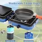 Camping Stove,2 Burner Propane Camping Stove with Windscreen,30,000 BTU Portable Propane Stove with Carry Bag,Outdoor Cooking Stove Set for Camping Gear,Rv Essentials,Camp Gifts for Man,Blue