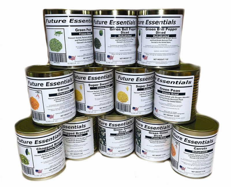 Freeze Dried Long Shelf Storage Emergency Food Vegetable Variety - 12 Cans