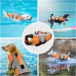 Dog Life Jacket Swimming Vest, Adjustable Dog Flotation Vest High Reflective Pet Life Preserver with Rescue Handle for Small Medium Large Dogs (X-Large, Orange)
