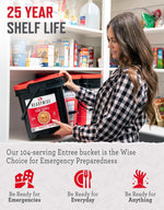 Emergency Food Supply - 104 Servings Variety Pack Bucket, Protein Meals, Dehydrated & Freeze Dried Food for Backpacking, Camping Essentials & Prepping Supplies, up to 25 Year Shelf Life