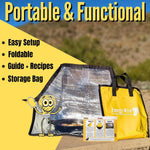 Premium Solar Oven, Portable Outdoor Solar Cooker & Camping Oven, Reinforced & Foldable with Support Rods, Carry Bag & Full Guide on Outdoor Cooking with Beginner Solar Camping Recipes