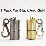 2 Pack Black Gold Keychain Peanut Lighter EDC Mini Waterproof Lighter for Fire Starter Survival Emergency Use Fluid Not Included