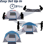 Camping Tent, Tent for Camping, Easy Set up Camping Tent for 4 Person Outdoor Traveling, Light Blue