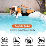 Dog Life Jacket Swimming Vest, Adjustable Dog Flotation Vest High Reflective Pet Life Preserver with Rescue Handle for Small Medium Large Dogs (X-Large, Orange)