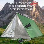 Extra Large Zipper Reusable Survival Emergency Shelter Tent,Thermal Waterproof Fireproof Lightweight Bugout, with Paracord?Stake for Camping,First Aid,Hiking&Bushcraft