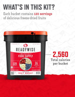Emergency Food Supply - 120 Servings Fruit Bucket, Nutritious Meals, Dehydrated & Freeze Dried Food for Backpacking, Camping Essentials & Disaster Prepping Supplies, up to 25 Year Shelf Life