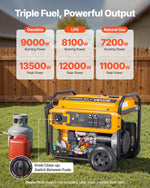 VEVOR Portable Generator Gas 13500W LPG 12000W Natural Gas 11000W Peak Watt