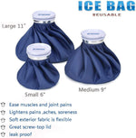 Ice Cold Pack Reusable Ice Bags Hot Water Bag for Injuries, Hot & Cold Therapy and Pain Relief with Elastic Breathable Support Wrap, 4-Pack, 3 Sizes (6"/9"/11"), (For Hot Therapy Is 50-60℃)