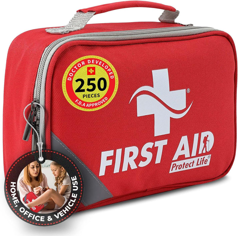 Survival First Aid Kit for Home/Business, Camping Survival Kits | Mini Travel First Aid Kit | Camping Equipment | Small Kits for Car | Outdoor Emergency Survivals Pack - 250Pcs