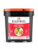Emergency Food Supply - 104 Servings Freeze Dried Fruit and Vegetables Bucket, Protein Meals, Camping Essentials for Survival Food, Disaster Prepping Supplies, up to 25 Year Shelf Life