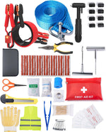 Jumper Cables for Car,110-Piece Ultimate Auto Emergency Kit,Includes Roadside Assistance,Car Safety Hammer, Tow Straps,Tire Repair,First Aid | Perfect Winter & Cold Weather Gear for Men/Women