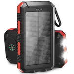 (2 Pack)  20000Mah Solar Power Bank Compatible for Cell Phone Iphone, Outdoor Portable Charger with Dual 5V USB Ports, 2 Flashlights & Digital Compass(Red)