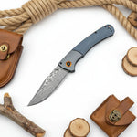 Damascus Steel Folding Knife ? Handmade EDC Pocket Knife with Wooden/G10 Handle for Camping & Outdoor