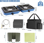 Camping Stove,2 Burner Propane Camping Stove with Windscreen,30,000 BTU Portable Propane Stove with Carry Bag,Outdoor Cooking Stove Set for Camping Gear,Rv Essentials,Camp Gifts for Man,Blue