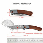 Damascus Steel Folding Knife ? Handmade EDC Pocket Knife with Wooden/G10 Handle for Camping & Outdoor