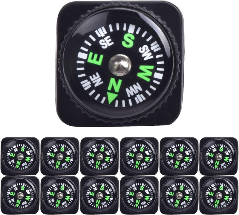 15Pcs Slip-On Wrist Compass Hard Shell Liquid Filled Mini Small Button Compass Paracord Bracelet for Outdoor Hiking Survival Wrist Watch Band 3/4" (20Mm)
