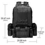 60L Camping Hiking Backpack, Large Multifunction Outdoor Sport Backpack, Black