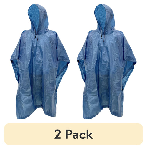 (2 Pack)  Adult Emergency Poncho, Lightweight & Breathable Raincoat, One-Size