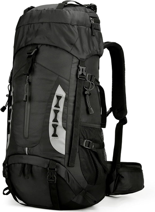 75L Hiking Backpack with Rain Cover Waterproof Camping Backpack Shoes Warehouse for Men Women, Frameless
