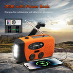 2000Mah Powerbank Radio Am Fm Solar Hand Crank Small Portable Radio USB Type-C Charging with 3 LED Flashlight Emergency Radio