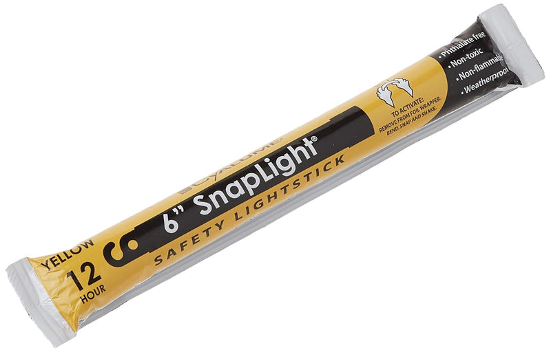 Yellow Emergency Glow Sticks - Premium 6” Snaplight Survival Glow Sticks with 8 Hour Duration for Use as Emergency Flares and Hiking Safety Gear (Bulk Pack of 20 Safety Glow Sticks)