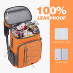 32 L. Leakproof Soft Backpack Cooler Bag for Camping Hiking, Orange