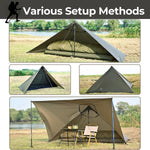 Lightweight Poncho Shelter, Solitary Shelter Cape Silnylon Emergency Survival Shelter Ultralight Minimalist Shelter for Camping Hiking Backpacking Bug Out Bag