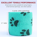 Self Adhesive Vet Wrap for Pets - Cohesive Bandage for Dog Cat Horse Wound Care, No Stick to Fur First Aid Bandage Stop Bleeding Prevent Licking, Flexible Paw Leg Tail Protector
