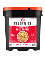 Emergency Food Supply - 104 Servings Variety Pack Bucket, Protein Meals, Dehydrated & Freeze Dried Food for Backpacking, Camping Essentials & Prepping Supplies, up to 25 Year Shelf Life